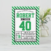 Modern Stripe Green Man 40e verjaardag Kaart (Staand voorkant)