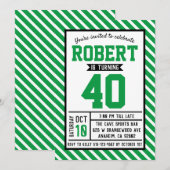 Modern Stripe Green Man 40e verjaardag Kaart (Voorkant / Achterkant)