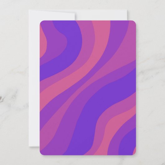 Modern Stripe Groovy Paarse Custom Bar Bat Mitzvah Kaart (Achterkant)