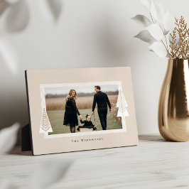 Modern Stripe Lijst Evergreen Kerstboom Foto Fotoplaat