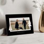 Modern Stripe Lijst Evergreen Kerstboom Foto Fotoplaat