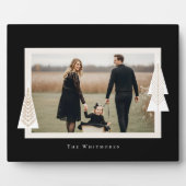 Modern Stripe Lijst Evergreen Kerstboom Foto Fotoplaat (Voorkant)