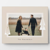 Modern Stripe Lijst Evergreen Kerstboom Foto Fotoplaat (Voorkant)