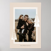 Modern Stripe Lijst Evergreen Kerstboom Foto Poster (Voorkant)