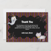 Modern Stripe Little Boo Ghost Cat Baby shower Bedankkaart (Voorkant)