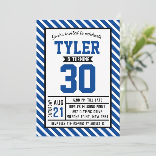 Modern Stripe Man 30e verjaardag Kaart (Staand voorkant)