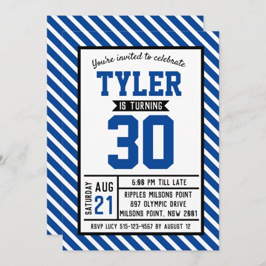 Modern Stripe Man 30e verjaardag Kaart (Voorkant / Achterkant)