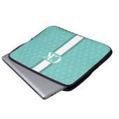 Modern Stripe Monogram met Ontwerppatroon Blauw La Laptop Sleeve (Voorkant onderkant)