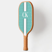 Modern Stripe Monogram met Ontwerppatroon Blauw Pickleball Paddle (Links)
