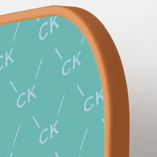 Modern Stripe Monogram met Ontwerppatroon Blauw Pickleball Paddle (Links Detail)