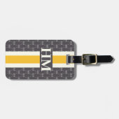 Modern Stripe Monogram met Ontwerppatroon grijs Bagagelabel (Voorkant horizontaal)
