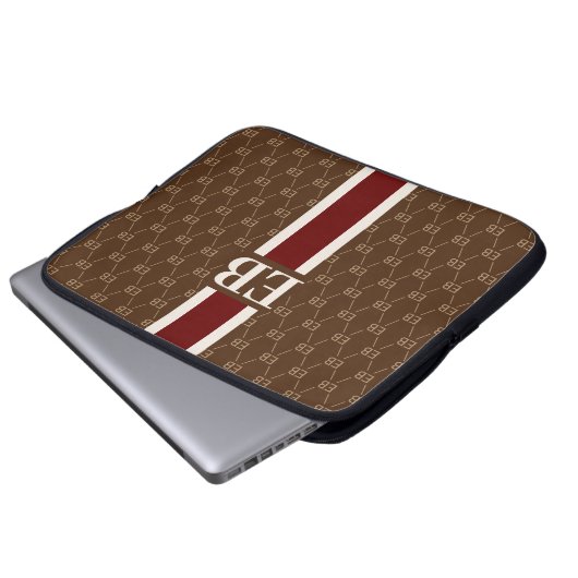 Modern Stripe Monogram met Ontwerppatroon Laptop Sleeve (Voorkant onderkant)