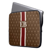 Modern Stripe Monogram met Ontwerppatroon Laptop Sleeve (Voorkant Links)