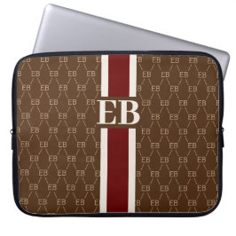 Modern Stripe Monogram met Ontwerppatroon Laptop Sleeve