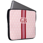 Modern Stripe Monogram met Ontwerppatroon Roze Laptop Sleeve (Voorkant Rechts)