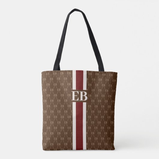 Modern Stripe Monogram met Ontwerppatroon Tote Bag (Achterkant)