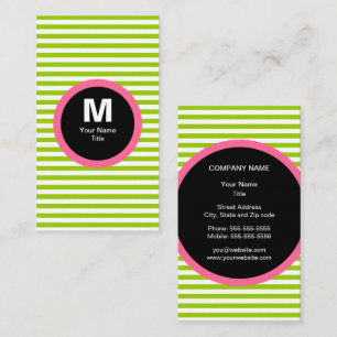 Modern Stripe Monogram Visitekaartje - Groen/Wit
