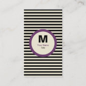 Modern Stripe Monogram Visitekaartje - Zwart/Crème (Voorkant)