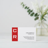 Modern Stripe Monogram White Custom Visitekaartje (Staand voorkant)