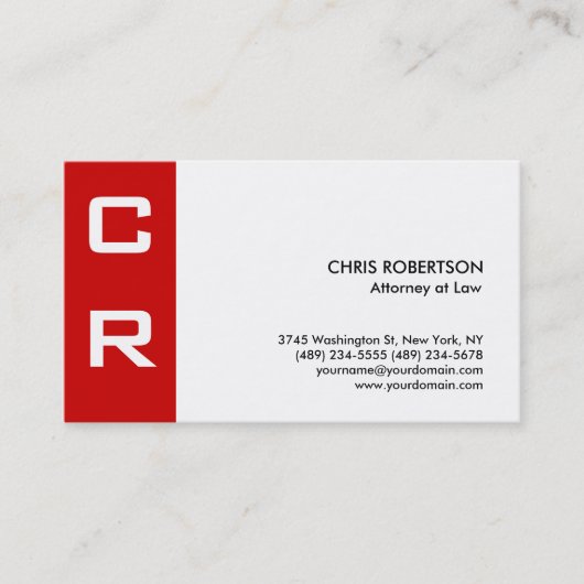 Modern Stripe Monogram White Custom Visitekaartje (Voorkant)