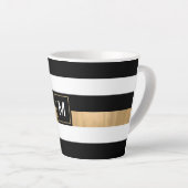 Modern Stripe Monogrammed Latte Mok (Rechterhoek)