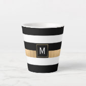Modern Stripe Monogrammed Latte Mok (Voorkant)