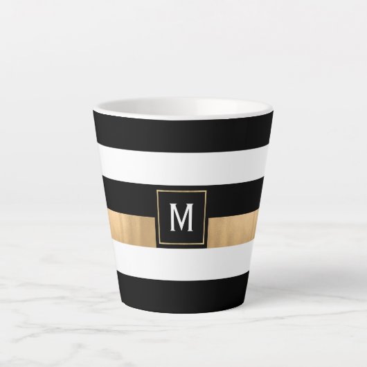 Modern Stripe Monogrammed Latte Mok (Voorkant)