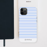 Modern Stripe | Nautical Blue Striking Scandi Case-Mate iPhone Case<br><div class="desc">Een eenvoudig,  opvallend hoesje met een modern,  chunky horizontaal stripe vormgeving in nautisch blauw,  met een lichtgrijze achtergrond in een minimalistische Scandinavische stijl. Jouw naam,  initialen of favoriete woorden in moderne bloktypografie in trendy van zwart,  die je gemakkelijk voor jezelf kunt personaliseren of als speciaal cadeau voor een geliefde.</div>