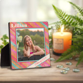 Modern Stripe Pastel Fotonaam Custom Afstuderen Fotoplaat