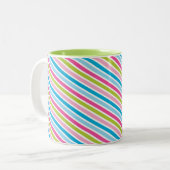 MODERN STRIPE PATROON feestelijk roze blauw groen Tweekleurige Koffiemok (Voorkant links)