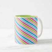MODERN STRIPE PATROON feestelijk roze blauw groen Tweekleurige Koffiemok (Voorkant rechts)
