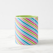 MODERN STRIPE PATROON feestelijk roze blauw groen Tweekleurige Koffiemok (Center)