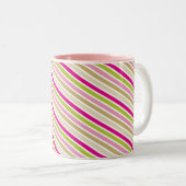 MODERN STRIPE PATROON feestelijk roze goud groen Tweekleurige Koffiemok (Voorkant rechts)