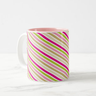 MODERN STRIPE PATROON feestelijk roze goud groen Tweekleurige Koffiemok