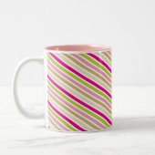 MODERN STRIPE PATROON feestelijk roze goud groen Tweekleurige Koffiemok (Links)