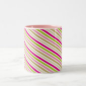 MODERN STRIPE PATROON feestelijk roze goud groen Tweekleurige Koffiemok (Center)