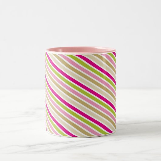 MODERN STRIPE PATROON feestelijk roze goud groen Tweekleurige Koffiemok (Center)