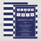 Modern Stripe Pennant Bunting Graduation Party Kaart (Voorkant / Achterkant)