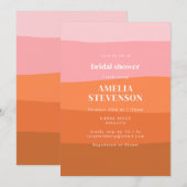 Modern Stripe Pink Oranje Terracotta Vrijgezellenf Kaart (Voorkant / Achterkant)