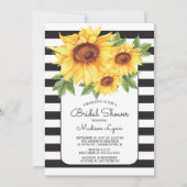 Modern Stripe Sunflower Bridal Shower Invitation Kaart (Voorkant)