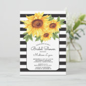 Modern Stripe Sunflower Bridal Shower Invitation Kaart (Staand voorkant)