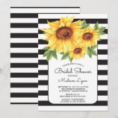 Modern Stripe Sunflower Bridal Shower Invitation Kaart (Voorkant / Achterkant)