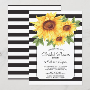 Modern Stripe Sunflower Bridal Shower Invitation Kaart