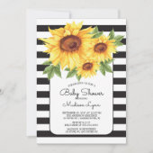 Modern Stripe Zonnebloem Baby shower Invitation Kaart (Voorkant)