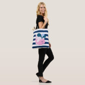 Modern Striped, Cartoon Whale - Persoonlijk Tote Bag (Op model)