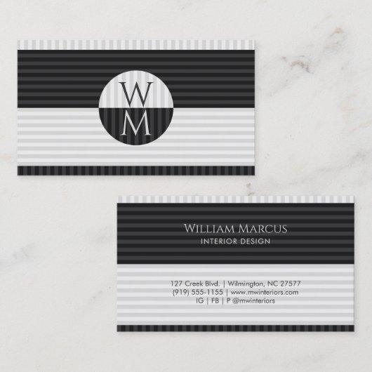 Modern Striped Contrast Visitekaartje (Voorkant / Achterkant)