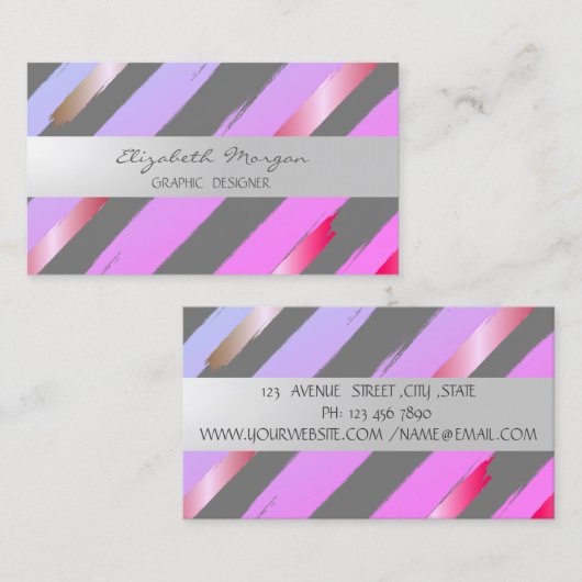 Modern, Striped, de Slag van de Borstel van de Fol Visitekaartje (Voorkant / Achterkant)