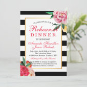 Modern Striped Floral Peony Rehearsal diner Kaart (Staand voorkant)