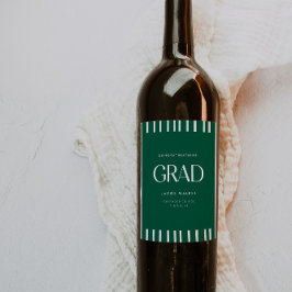 Modern Striped Green Graduation Party Congrats Wijn Etiket