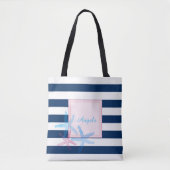 Modern Striped, Hawaii Hibiscus - Personalized Tote Bag (Voorkant)